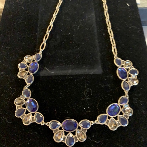 J Crew Blue and Rhinestone Statement Necklace - Picture 5 of 9